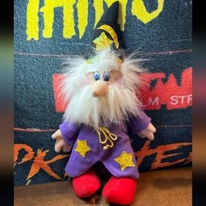 Vintage 1991 Acme Wizard Plush Toy with Purple Robe and Red Shoes 16" Tall
